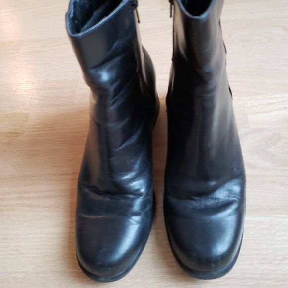 AJ Valenci Genuine Leather Black Comfort Ankle Boots Size 8 M Zipper - Picture 3 of 8